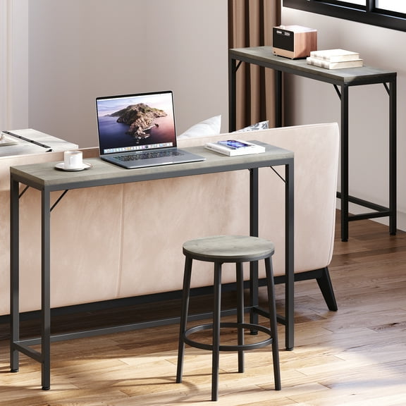 Console Table, 2-Tier Entryway Table with Storage, Narrow Sofa Table with V Design, 43" Industrial Console Table for Entryway, Living Room, Hallway, Foyer, Corridor, Office