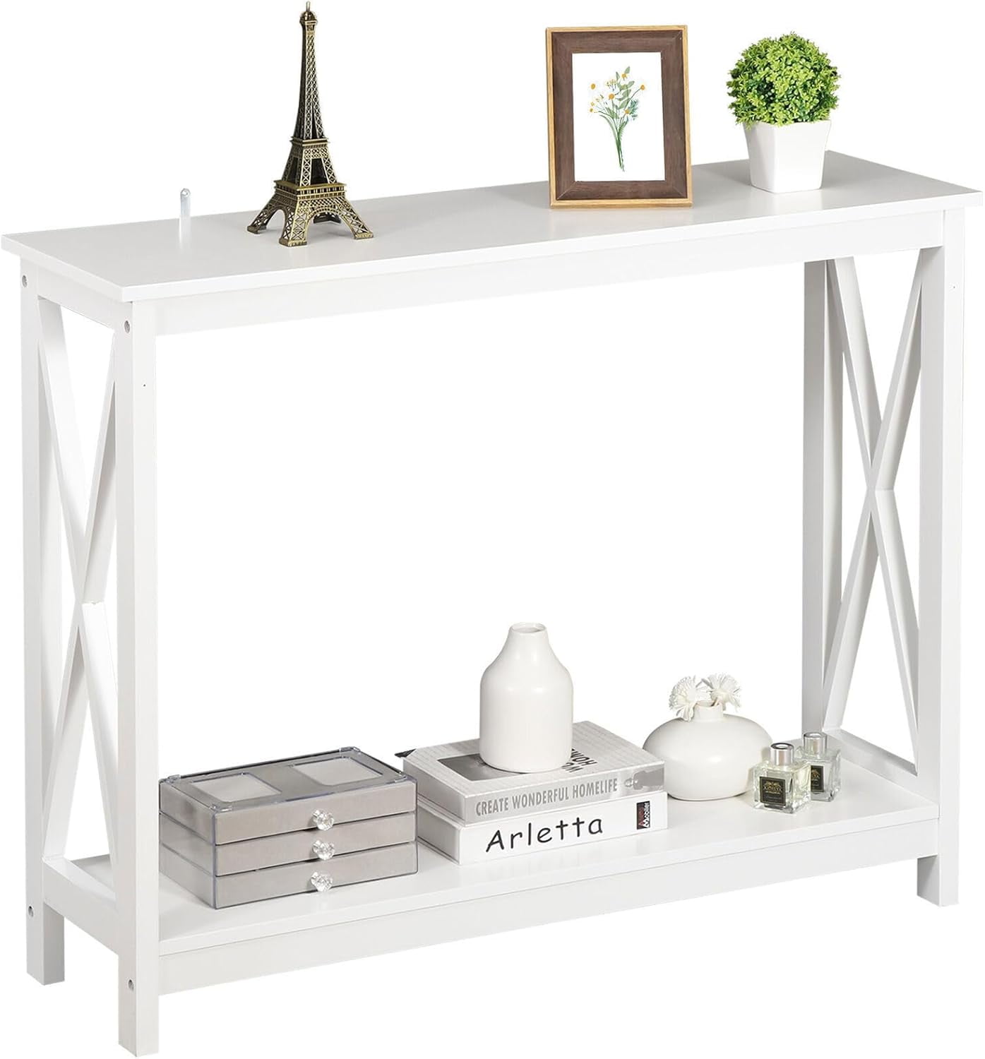 Console Table 2Tier with Storage Shelf,XDesign Bookshelf Narrow