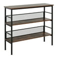 thumbnail image 1 of Console Table 3 Tier Industrial Style, Metal Wood Shelf Unit, Adjustable Feet, Black Storage, 1 of 7