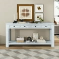 thumbnail image 1 of Console Table with 4 Drawers, Rustic Entryway Sofa Table with Storage Shelf, Solid Wood Narrow Sofa Foyer Table for Entryway, Hallway, Living Room, Home Decor, Antique White, 1 of 9