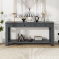 thumbnail image 1 of Console Table with 4 Drawers, Rustic Entryway Sofa Table with Storage Shelf, Solid Wood Narrow Sofa Foyer Table for Entryway, Hallway, Living Room, Home Decor, Tan, 1 of 9
