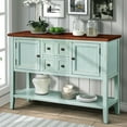 thumbnail image 1 of Console Table with 4 Storage Drawers,Storage Vintage Wood Buffet Sideboard Desk with 2 Cabinets and Bottom Shelf, Retro Entryway Table Cupboard for Living Room, Foyer, Hallway, 1 of 9