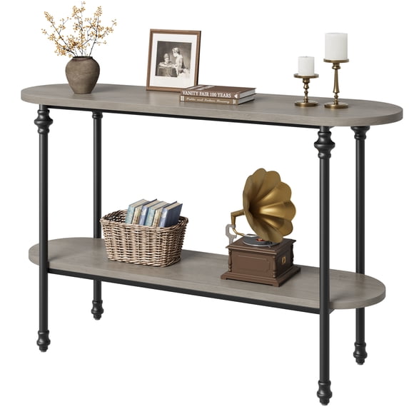 Console Table, 43.3" Entryway Table with Storage, 2 Tier Sofa Table with Metal Frame and MDF, Behind Couch Table for Living Room, Hallway, Entryway