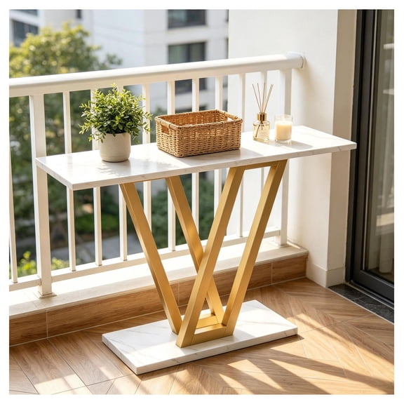 Console Table 43 Inch, Industrial Entryway Table, Rustic Metal Sofa Table for Living Room Hallway, Vintage Design Narrow Console Table with V-Shaped Legs