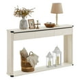 thumbnail image 1 of Console Table 47.2 Inches Sofa Table Narrow Entryway Table Entry Table with 3 Drawers Bottom Shelf Metal Corners Rustic White, 1 of 5