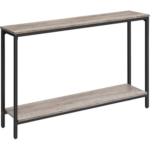 Console Table, 47.2" Narrow Entryway Table, Industrial Sofa Table with Shelf, Entrance Table for Living Room, Hallway, Foyer, Corridor, Office, Metal Frame,Greige and Black