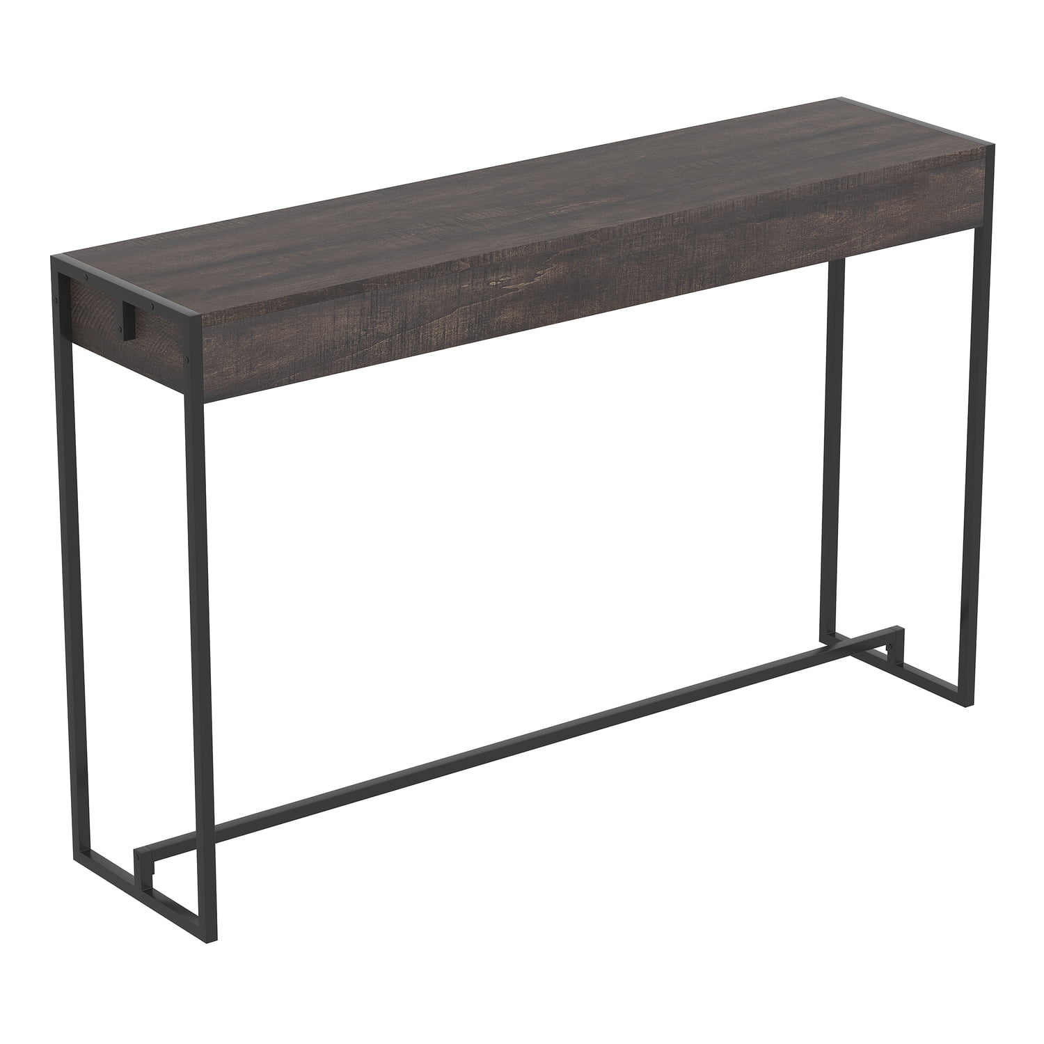 Console Table 47L Dark Brown Reclaimed Wood Black Metal