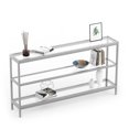 thumbnail image 1 of Console Table, 55" Entryway Table with 3 Tiers, Open Glass Sofa Table for Living Room, Foyer, Entryway, Bedroom, Hallway, Silver, 1 of 7