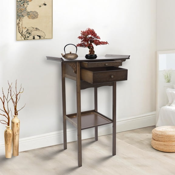 Console Table, Altar Table, Entryway Table, 66x40x100cm Double Layers Vintage Porch Table with Drawer, Side Table for Home Decor