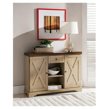 Console Table, Antique White/Walnut