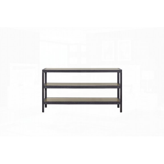Console Table Boasting Metal Insets and Elm Veneer
