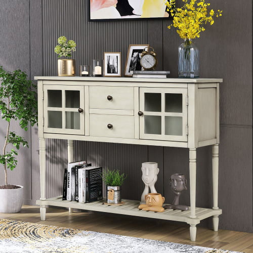 Console Table Buffet Table Sideboard Cabinet Table Rustic Buffet Cabinet  with Two Storage Drawers Two Cabinets and Bottom Shelf for Living Room and  Entryway,Antique Grey - Walmart.com, image size:1000x1000