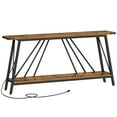thumbnail image 1 of Console Table, Console Table with Charging Station, Industrial Entryway Table, 2-Tier Foyer Table, Sturdy Frame, Easy Assembly, for Living Room, Entrance, Corridor, Rustic Brown and Black BF152UXG01, 1 of 8