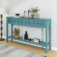 thumbnail image 1 of Console Table, Console Tables for Entryway with 4 Drawers and Open Storage Shelf, 60" Long Sofa Table in Solid Wood, Narrow Console Table for Living Room, Couch, Hallway, Foyer, Kitchen Counter, Green, 1 of 9