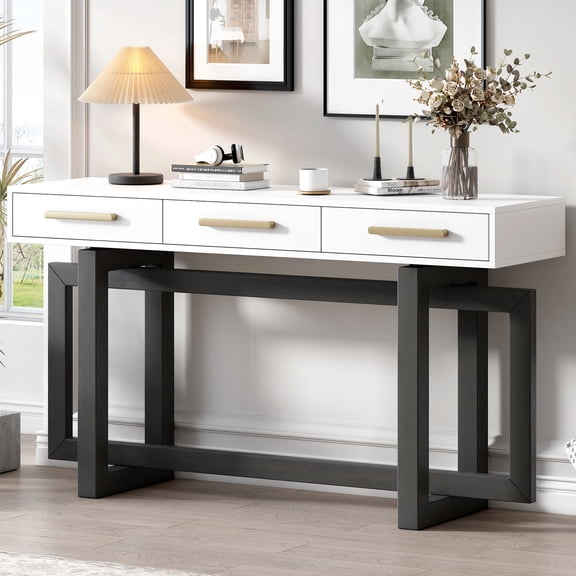 Console Table | Contemporary Style for Primary Living Space | MDF Legs and Tabletop | Keeps Office Supplies Organized