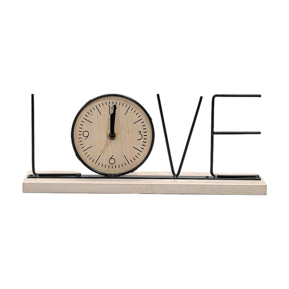 Console Table Decor,Desk Clock,Flip Clock,LOVE HOME Table Clock Metal And Wood Desk Clock Decorative Modern Tabletop Clock For Living Room Bedroom Office.12×5 Inch.()