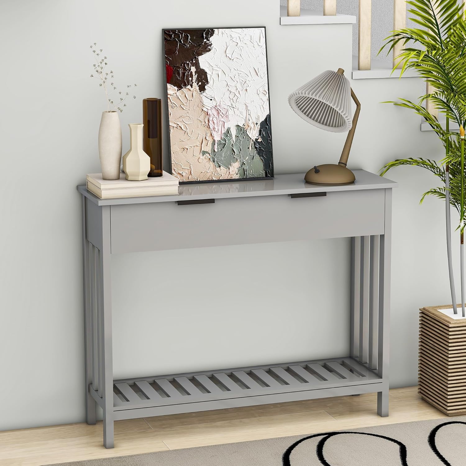 Console Table with Drawer and Storage Shelf Entryway Console Table Narrow Sofa Table Entrance ...