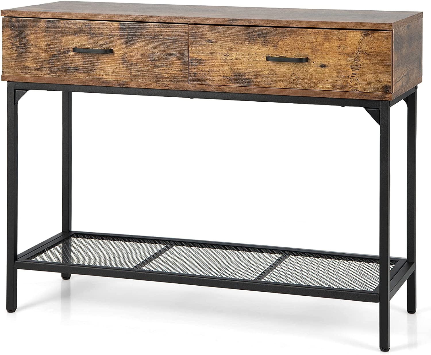 Console Table with Drawers Industrial Hallway Table for Small Space, Long Sofa Side Table