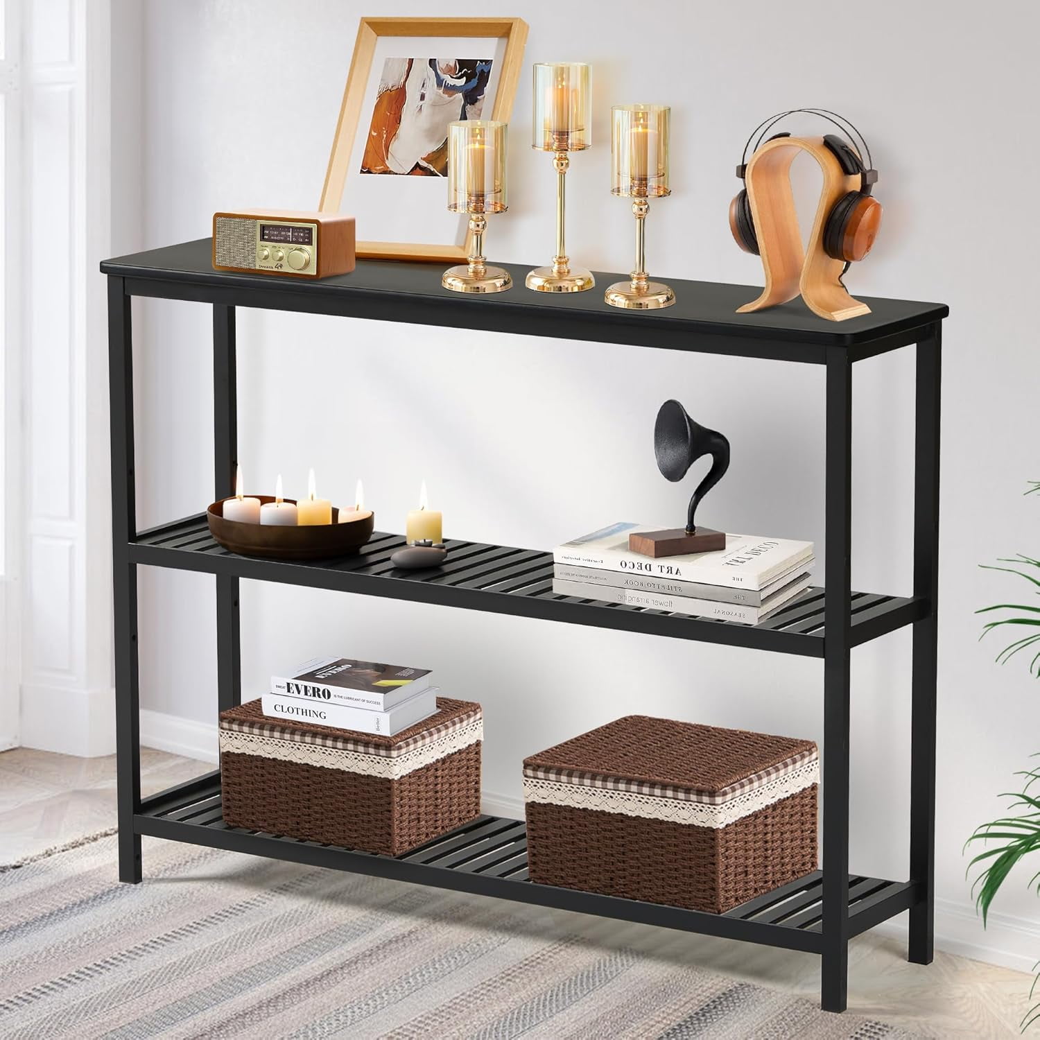 Console Table for Entryway,Bamboo Narrow Console Tables,39.4 inch ...