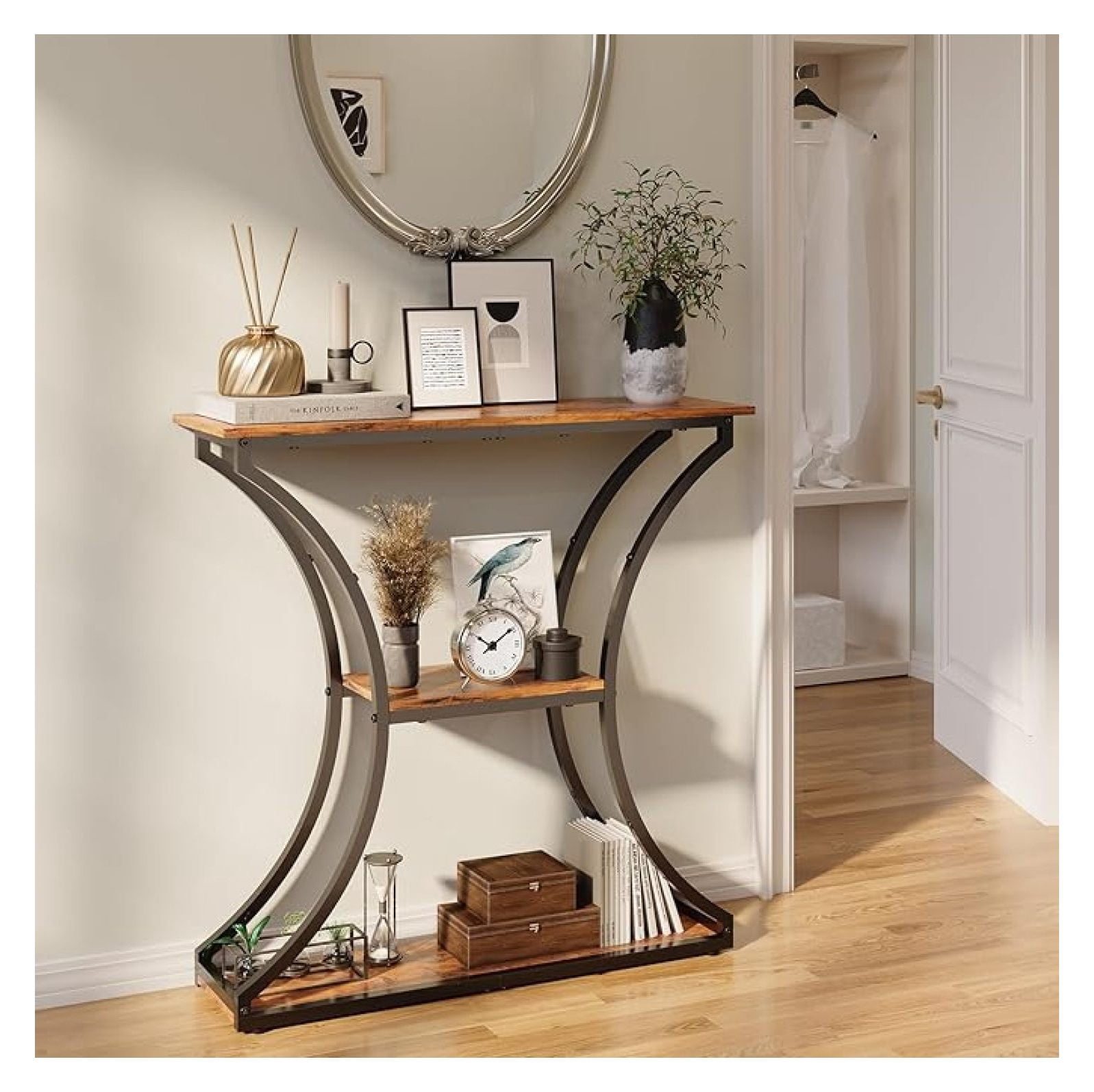 Console Table Entryway, Industrial 3-Tier Sofa Table Behind Couch, 31.5 ...