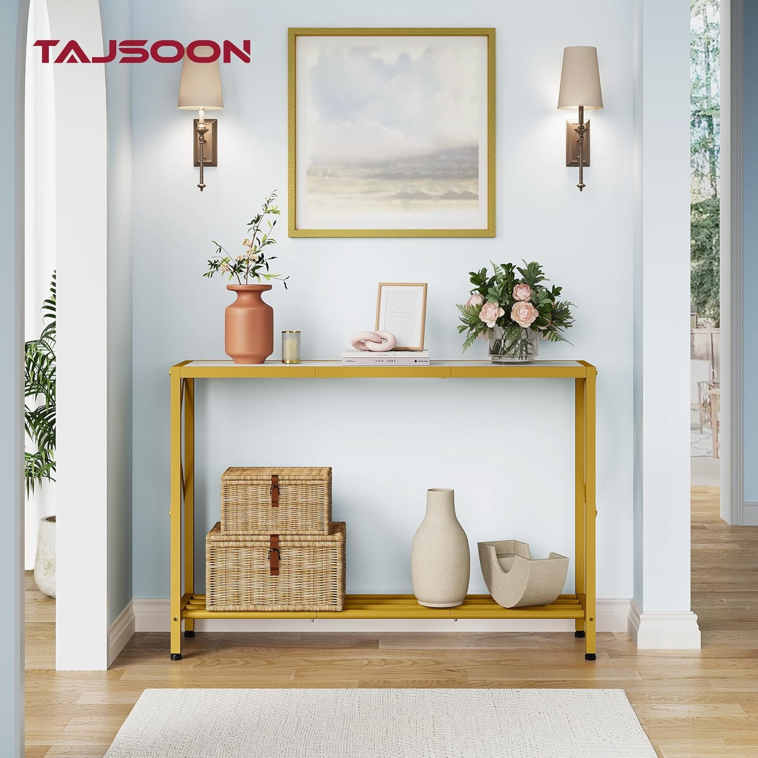 Collapsable Entry Way Table Console Table, Entryway Table, Narrow Sofa Table with Shelves, Entrance ...