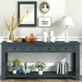 thumbnail image 1 of Console Table, Entryway Table with Storage Drawers and Bottom Shelf, Classic Accent Sofa Table, Console Tables with Solid Wood Frame and Legs for Entryway Bed Room Living Room Apartment,Navy, 1 of 9