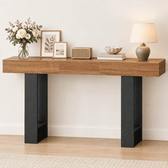 Console Table, Extendable Entryway Table with Hidden Storage