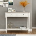 thumbnail image 1 of Console Table, Farmhouse Entryway Table with 2 Drawers and Bottom Shelf, Solid Wood Sofa Console Table Cabinet, 1 of 8