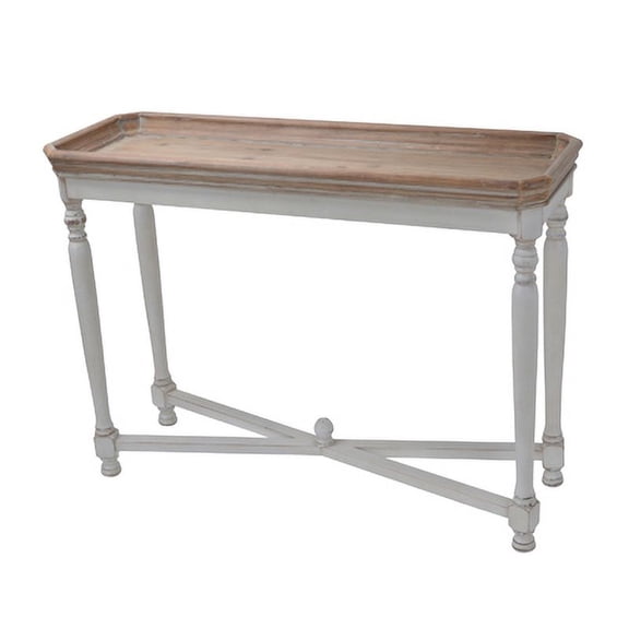 Console Table, Fir Wood and MDF Narrow Entryway Table with Natural Brown Top and Antique White Legs, 42x14x30.3 Inches, Rustic American Traditional Style for Living Room or Hallway