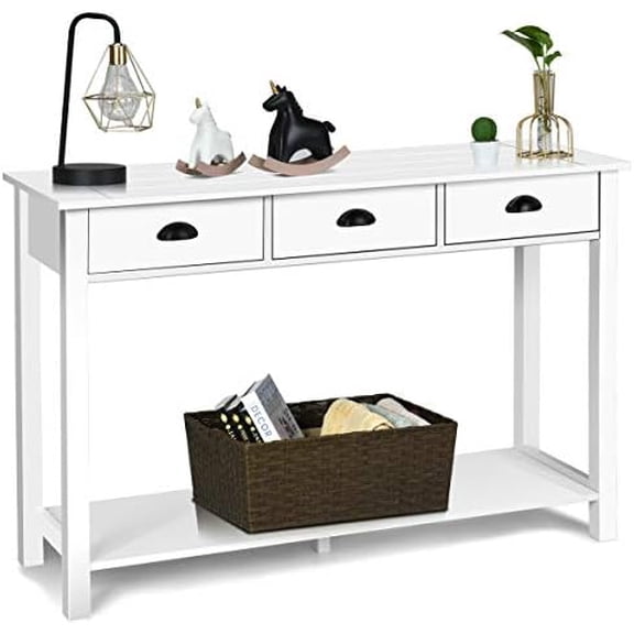 Console Table Hall Entryway Side Accent Display Table Desk 3 Slide-Out Drawers Bottom Storage Shelf Home Hallway Living Roon Bedroom Modern Elegant Practical Design Furniture Dcor$$Furniture