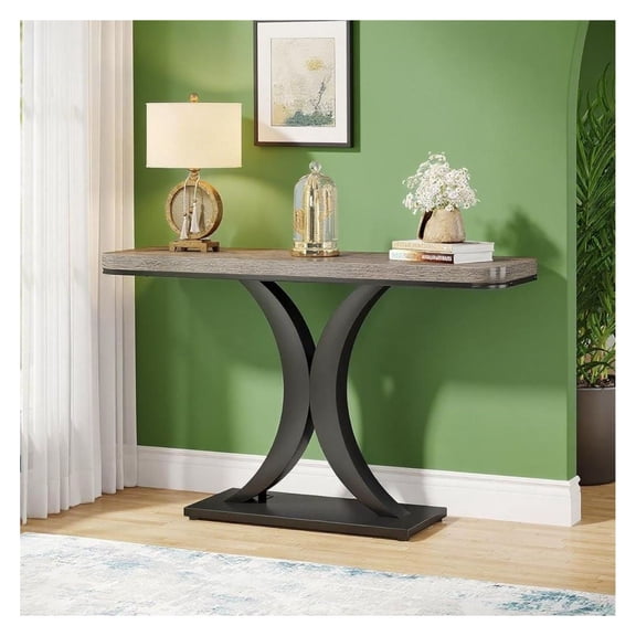 Console Table, Modern Entryway Table with Faux Marble Top, Narrow Sofa Table with Storage Shelf, Living Room Hallway Furniture, 39.4 Long