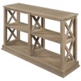 thumbnail image 1 of Console Table, Narrow Sofa Entry Table with 3-Tier Open Storage Spaces & "X" Legs, Pine Wooden Table Hallway Table Entry Table Entryway Shelf for Living Room, White Wash, 1 of 7
