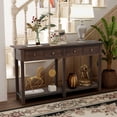 thumbnail image 1 of Console Table, Rustic Entryway Table with Storage Drawers and Bottom Shelves, Wood Sofa Table Behind Couch Table, 1 of 8