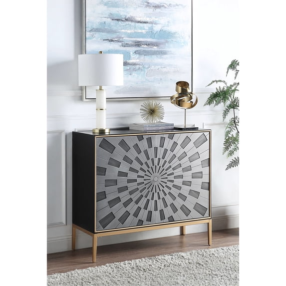 Black Gray Brass Finish / Contemporary Console Table with Spacious Storage