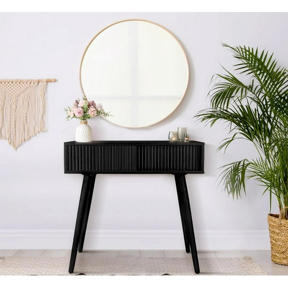 Console Table, Small Console Tables for Entryway，31" Vanity Desk Fluted Dresser Side Table, Brown Entry Table Narrow Console Table Modern Hallway Table Modern Sofa Table for Living Room