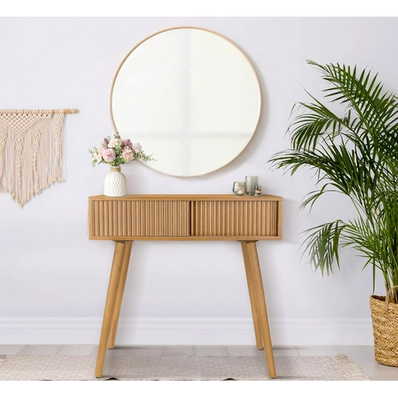 Console Table, Small Console Tables for Entryway,31" Vanity Desk Fluted Dresser Side Table, Brown Entry Table Narrow Console Table Modern Hallway Table Modern Sofa Table for Living Room
