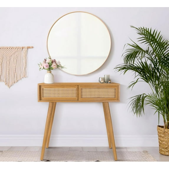 Console Table, Small Vanity Desk, Console Tables for Entryway Entryway Table, Rattan Dresser Entry Table Narrow Console Table Modern Hallway Table, 31" Boho Sofa Table