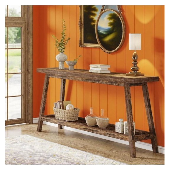 Console Table Sofa Entryway Table, 70.9 Farmhouse Console Table with Storage, Rustic Long Table for Hallway Living Room Foyer