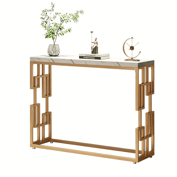 Console Table, Sofa Table, Faux Marble Entryway Table