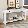 thumbnail image 1 of Solid Wood Console Table With 4 Drawers And 1 Bottom Shelf For Entryway, Hallway, Easy Assembly, 63 Inch Long Sofa Table ,Antique White, 1 of 9