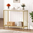 thumbnail image 1 of Console Table, Sofa Tables Narrow Entryway Table with Glass Shelf and Metal Frame, 33.5” Behind Couch Table Industrial Hallway Table for Living Room, Foyer, Bedroom, 1 of 9