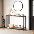thumbnail image 1 of Console Table, Sofa Tables Narrow Entryway Table with Glass Shelf and Metal Frame, 41.5" Behind Couch Table Industrial Hallway Table for Living Room, Foyer, Bedroom, Retro, 1 of 8