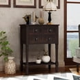 thumbnail image 1 of Console Table with Storage, Rustic 23" Hallway Table, Wood Console Table with 3 Drawers / Shelf, Narrow Sideboard Buffet Cabinet, Console Tables for Living Room Entryway Entrance, Espresso, JA1338, 1 of 9