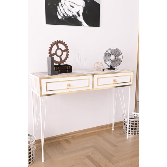 Console Table | Used in Classroom Supply Display | Wood Base with Metal Accents | Eases Classroom Item Arrangement