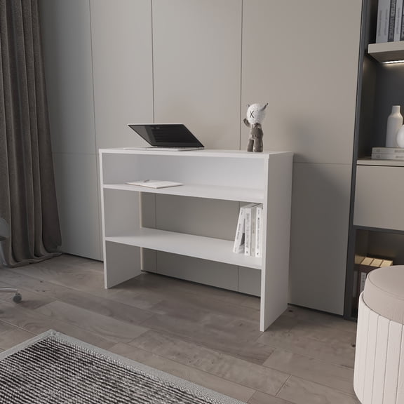Console Table In White - Compact And Functional Storage, Shelves For Living Room Or Entryway Maximize Space Utilization, Shelves, Multi-purpose Small Spaces