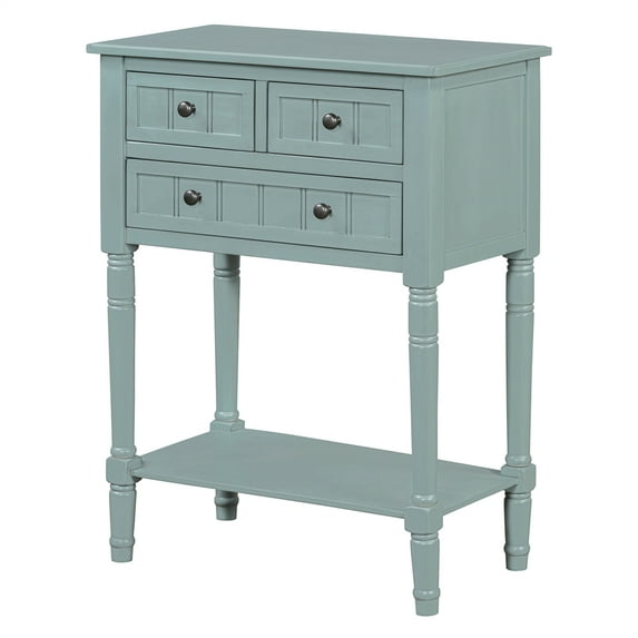 Console Table With 3 Drawers, Rectangular Accent Table With Open Storage Shelf, Narrow Sofa Side Table For Bedroom Living Room Entryway