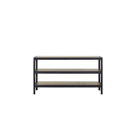 Console Table With Metal Insets, 3 Shelf Storage Space, Veneer Charisma, Modern Soft Magnificence, Black + Insert Sections, Design, Captivation,