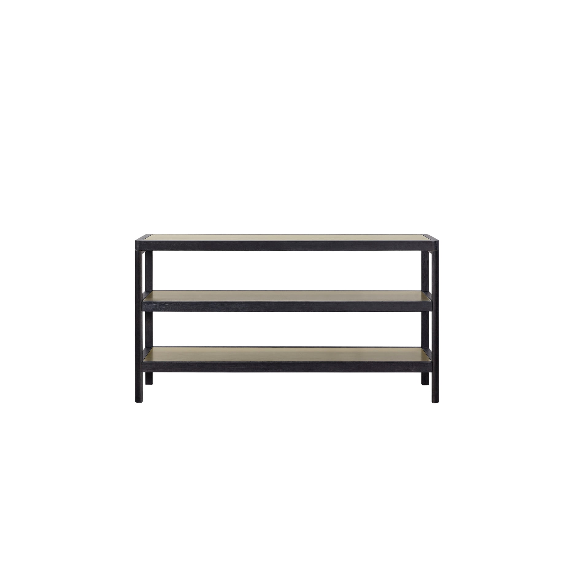 Console Table With Metal Insets & 3 Shelf Storages, Veneer Aura, Modern ...