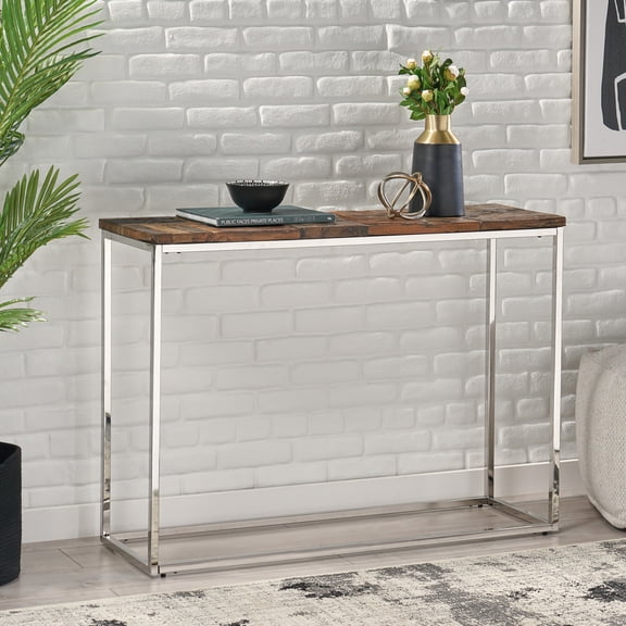 Console Table With Recycled Wood And Stainless Steel For A Glamorous Touch Sophistication Grace