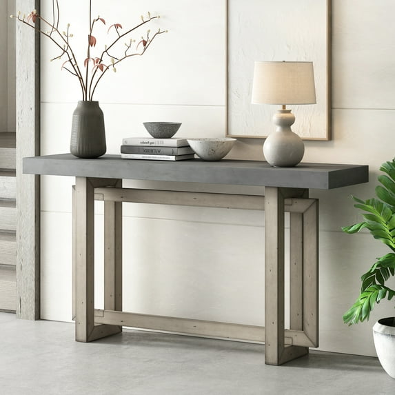 Console Table With Wood Surface - For Bedroom, Hallway Modern Look Minimalist Entryway Top Sleek Design & Materials Versatile
